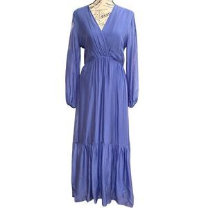 Dexie V-neck Long Sheer Sleeve Maxi Dress in Lavender Size Small